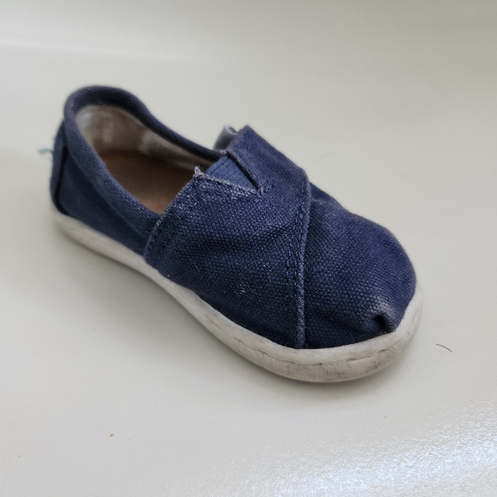 Toms Tiny Alpargata Navy canvas toddler size 5 - Picture 2 of 9